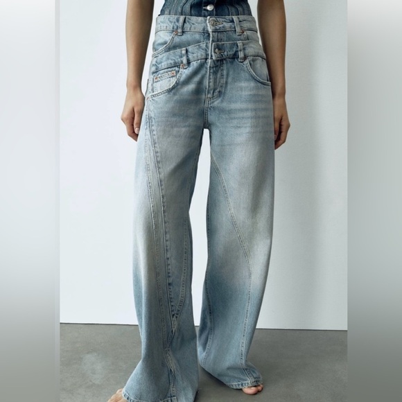 ANOTHERYOUTH ♥ double waist jeans /追跡付 Zara | Jeans | Zara Asymmetrical Wide Leg Double Waistband
